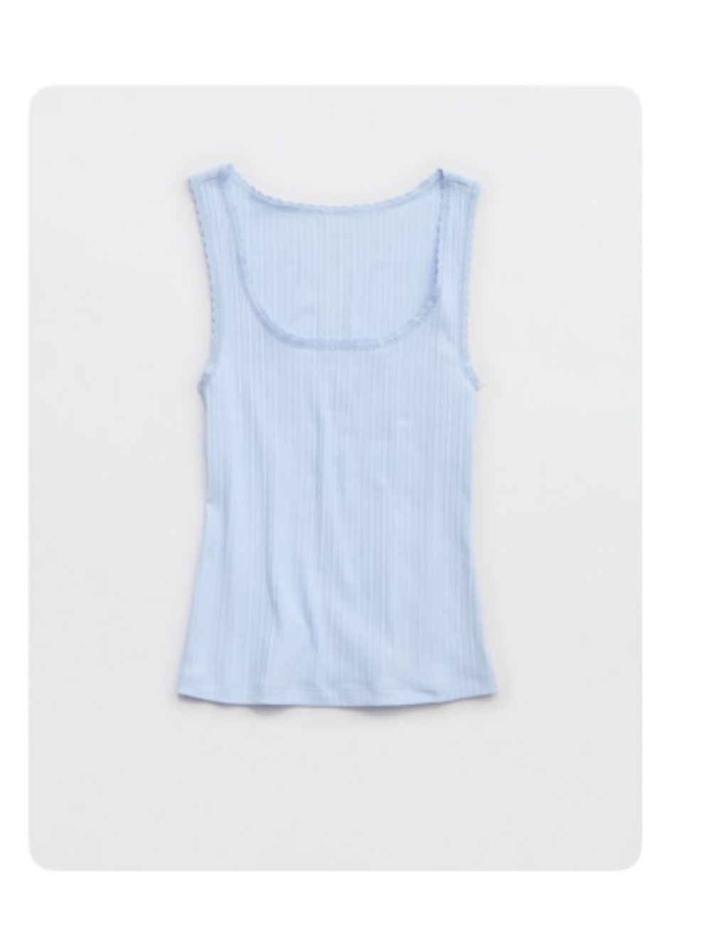 aerie White Ribbed Lace-Trim Tank
